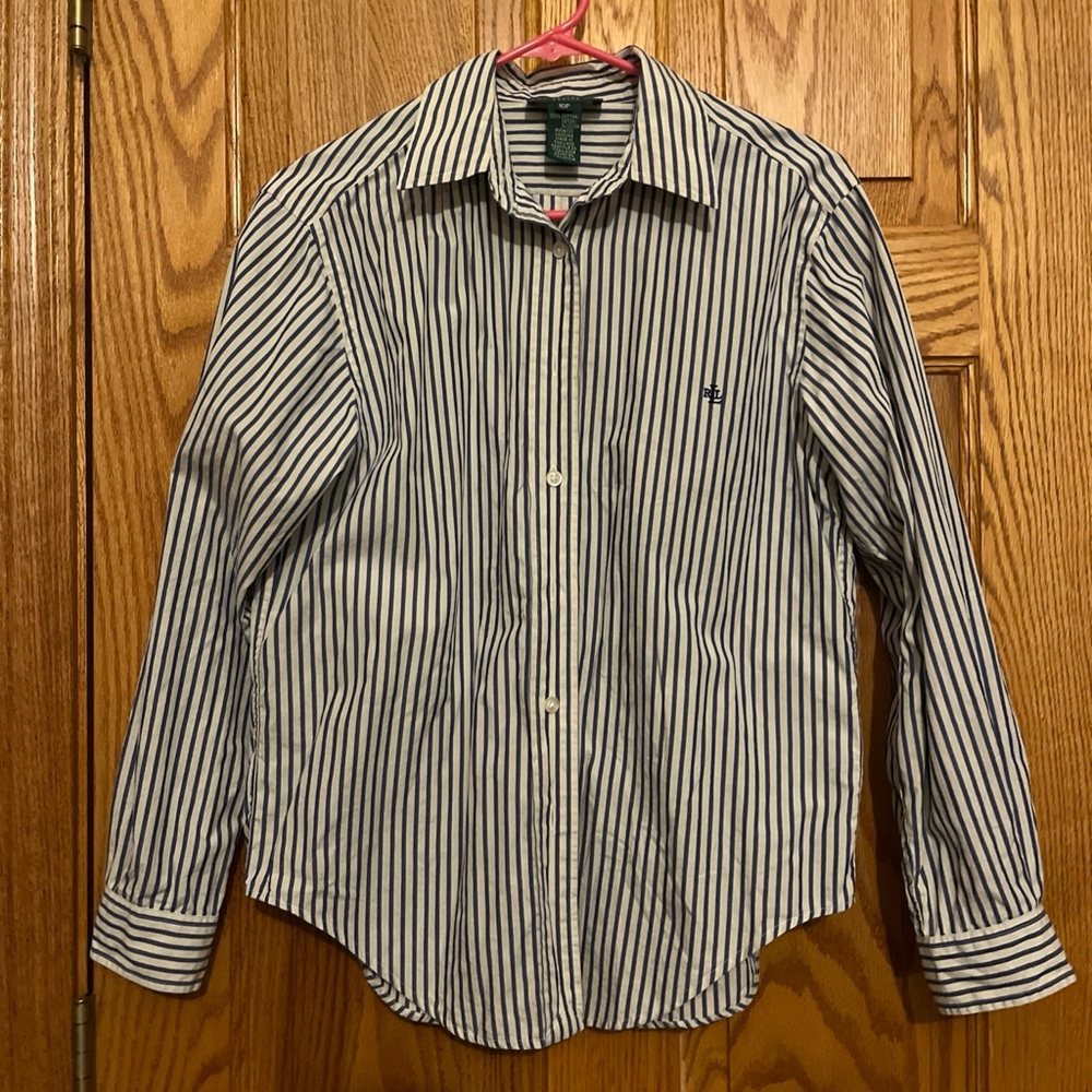 Ralph Lauren Navy and White Striped Shirt